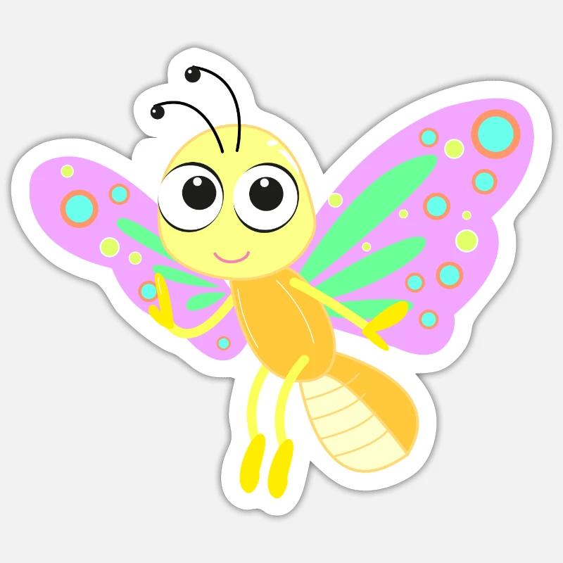 petit papillon papillon - Sticker taille S (10 x 10 cm) - blanc mat