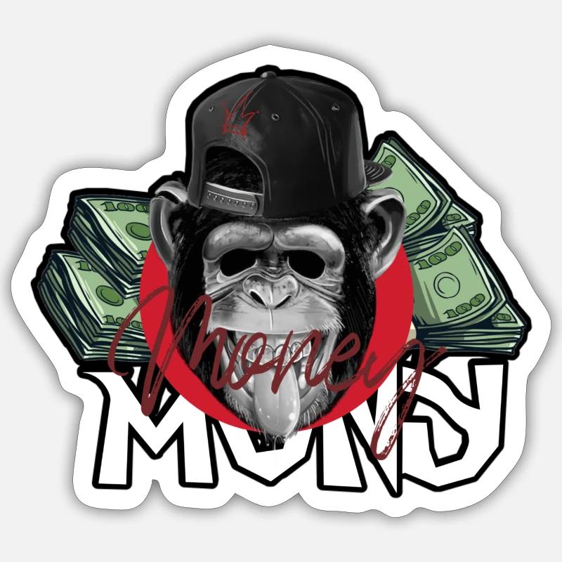 Monkey Mony - Sticker taille S (10 x 10 cm) - blanc mat