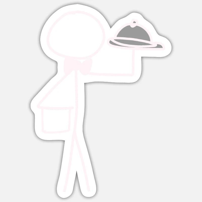 serve waiters - Sticker size S (10 x 10 cm) - white matte
