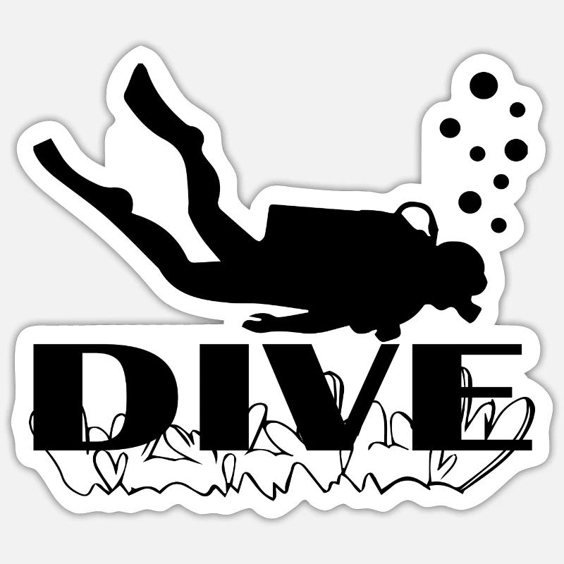 Diving Dive plonger - Sticker taille S (10 x 10 cm) - blanc mat