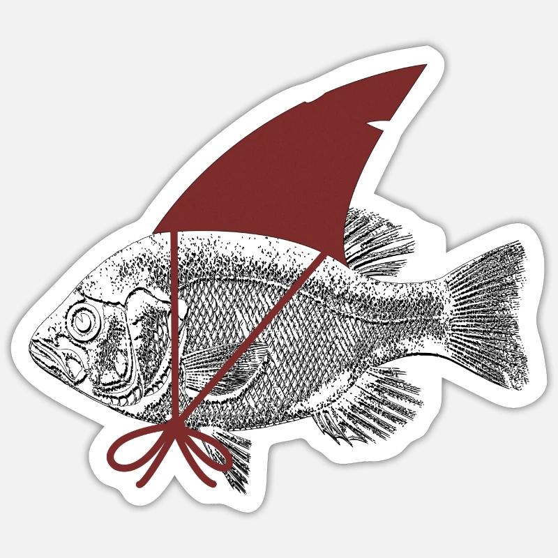 Fisch mit Haifisch Flosse - Sticker Größe S (10 x 10 cm) - Mattweiß