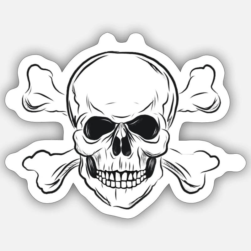 Skull - Totenkopf - Sticker Größe S (10 x 10 cm) - Mattweiß