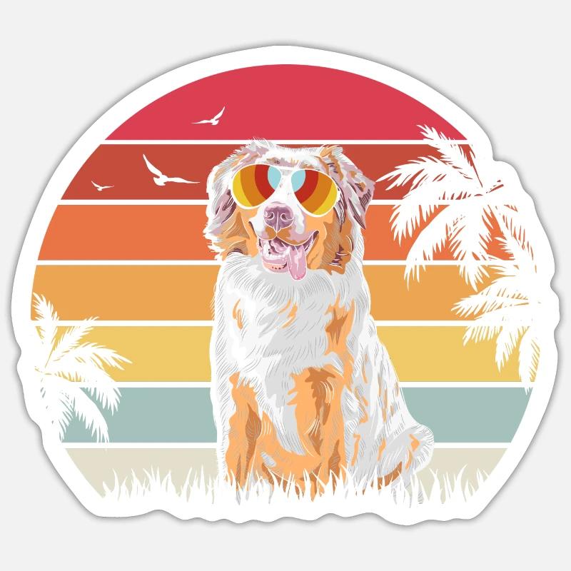 Aussie Australian Shepherd - Sticker Größe S (10 x 10 cm) - Mattweiß