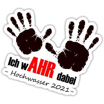 Ich wAHR dabei-We AHR together-Ahrtal Hochwasser - Sticker Größe S (10 x 10 cm) - Mattweiß - Vorne