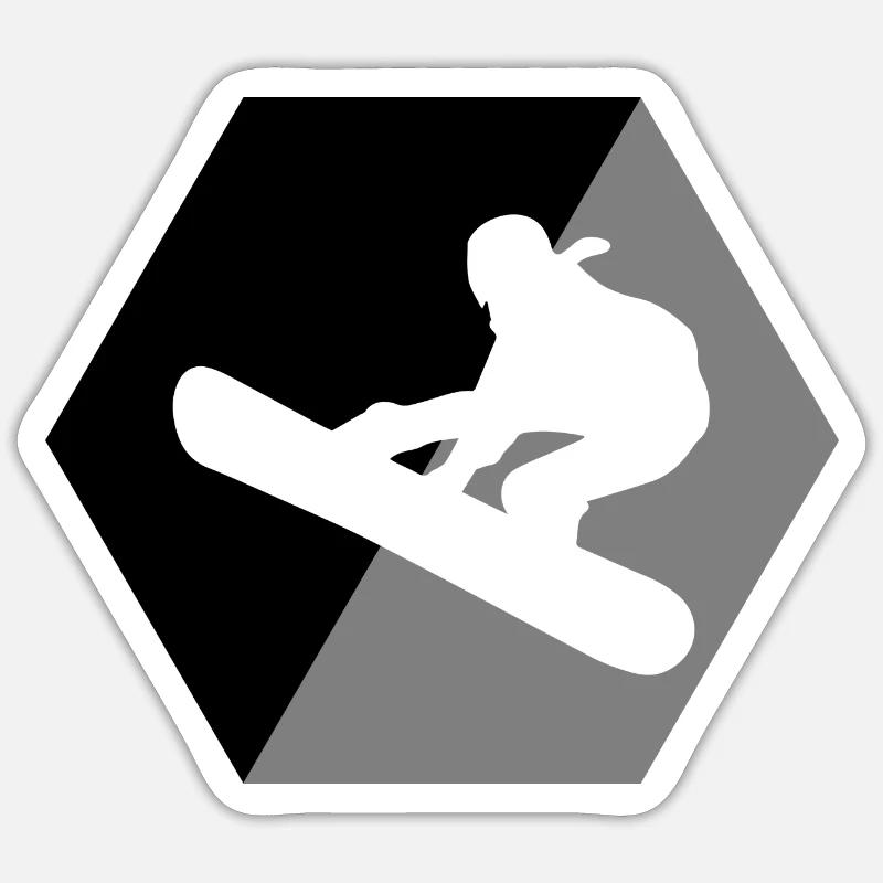 Snowboard Snowboarder - Sticker taille S (10 x 10 cm) - blanc mat