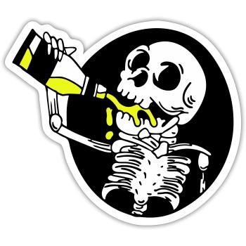 Beer Skeleton - Sticker size S (10 x 10 cm) - white matte - Front