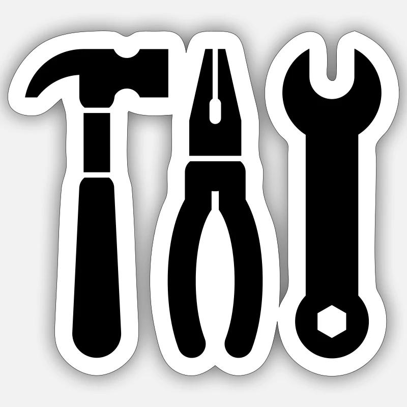 Tools - hammer, pliers and wrench Sticker size S (10 x 10 cm)