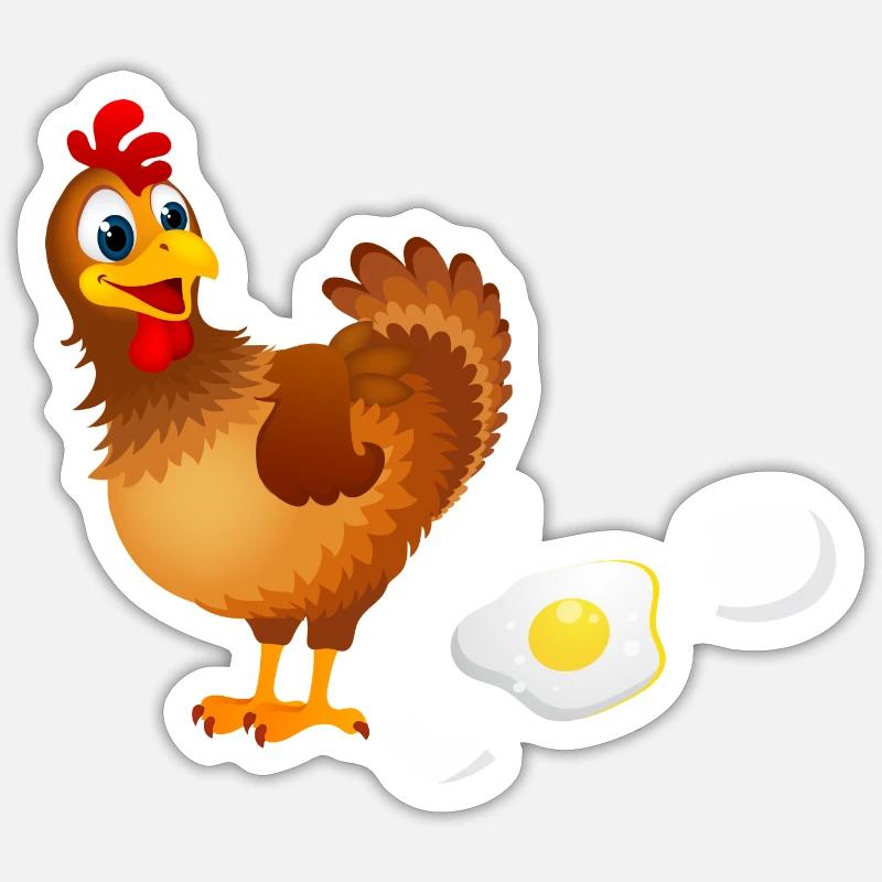 a hen puts a funny egg gift Sticker size S (10 x 10 cm)