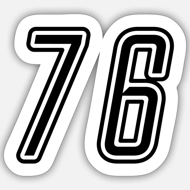 76 Zahl nummer - Sticker Größe S (10 x 10 cm) - Mattweiß