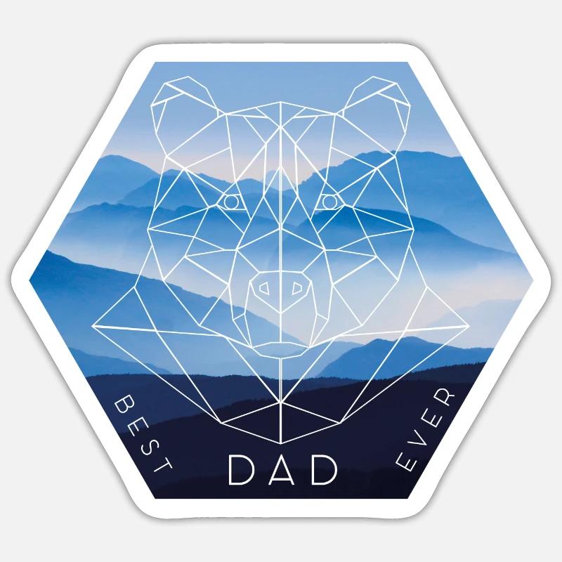 Bester Dad starker Bären Papa - Sticker Größe S (10 x 10 cm) - Mattweiß