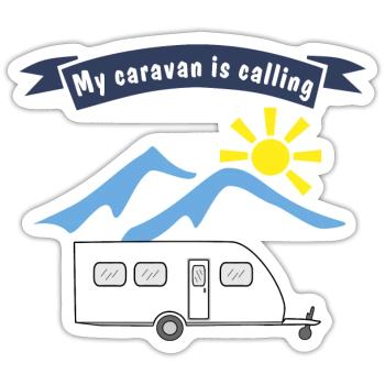caravan is calling - Sticker Größe S (10 x 10 cm) - Mattweiß - Vorne