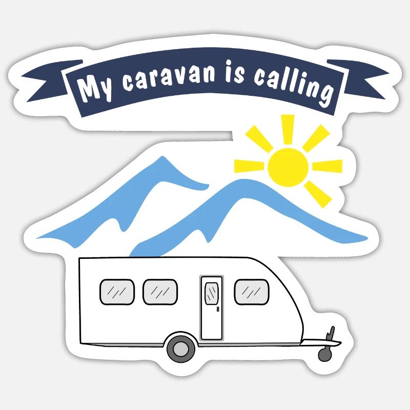 caravan is calling - Sticker size S (10 x 10 cm) - white matte