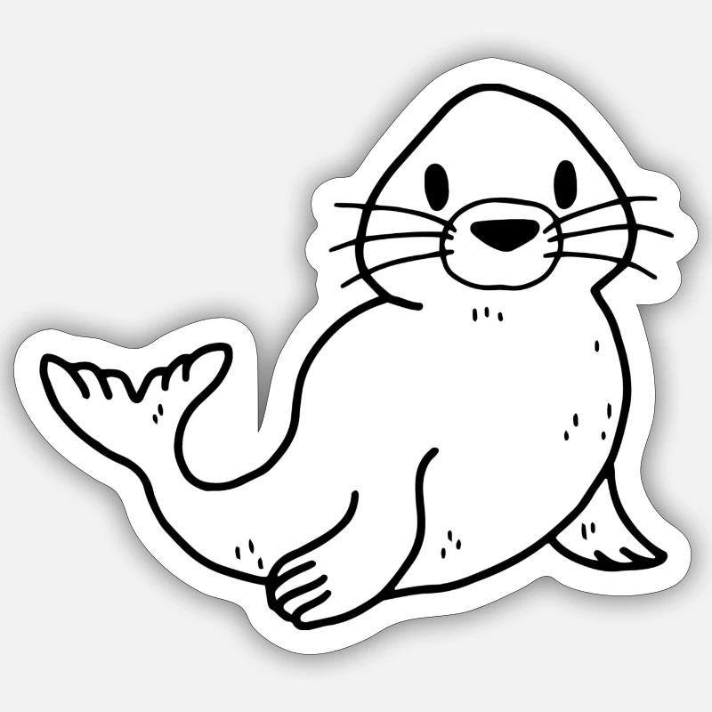 Phoque phoque lion de mer Sticker taille S (10 x 10 cm)