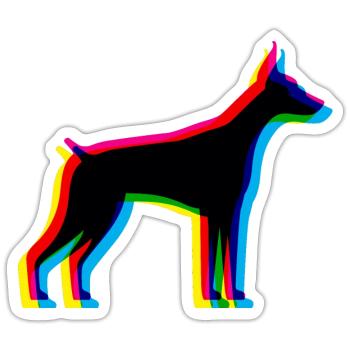 CMYK Dobermann - Sticker size S (10 x 10 cm) - white matte - Front