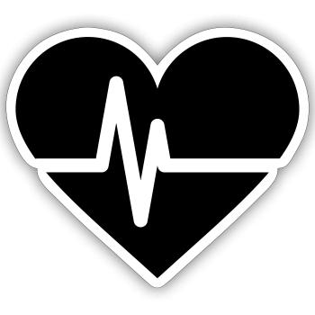 Heartbeat Herz Herzschlag - Sticker Größe S (10 x 10 cm) - Mattweiß - Vorne