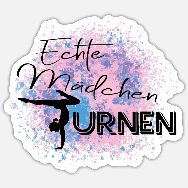 Echte Mädchen Turnen - Sticker Größe S (10 x 10 cm) - Mattweiß