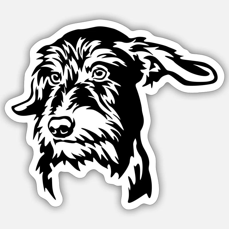 Dackel Kopf - Sticker Größe S (10 x 10 cm) - Mattweiß
