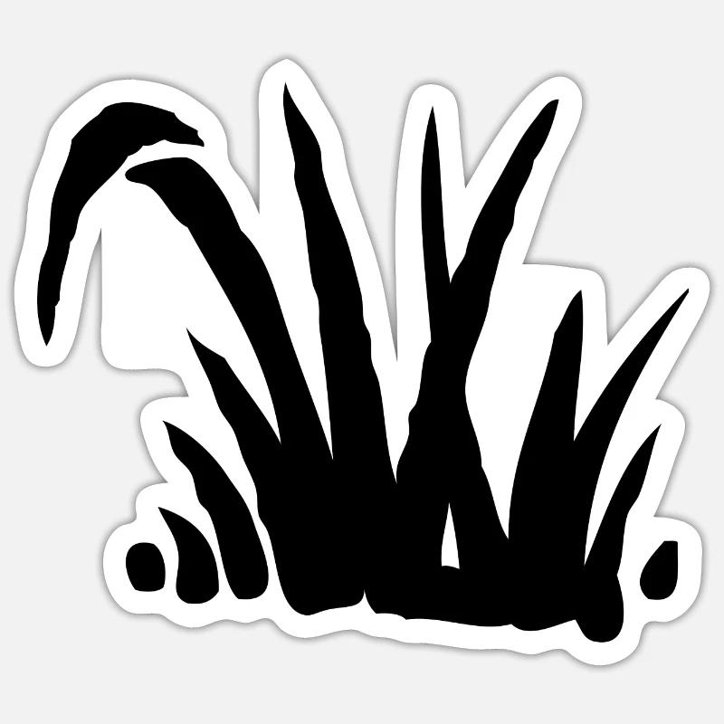Gras Busch - Sticker Größe S (10 x 10 cm) - Mattweiß