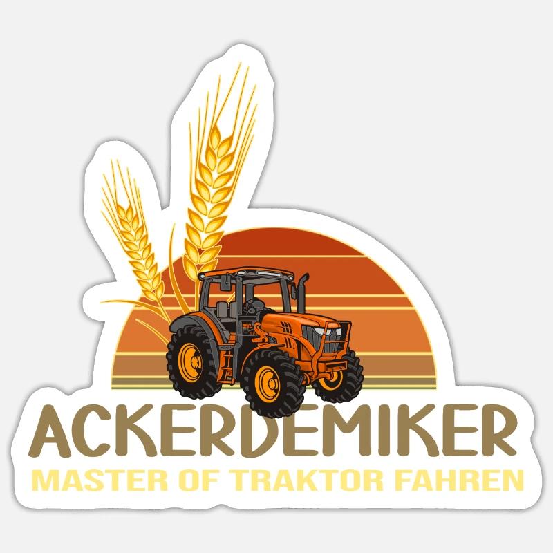 traktoren bauer acker traktor landwirtschaft ernte - Sticker Größe S (10 x 10 cm) - Mattweiß