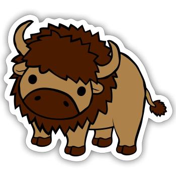 Süßes großes Bison - Sticker Größe S (10 x 10 cm) - Mattweiß - Vorne