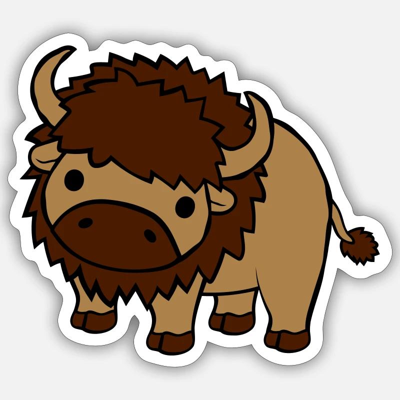 Süßes großes Bison - Sticker Größe S (10 x 10 cm) - Mattweiß