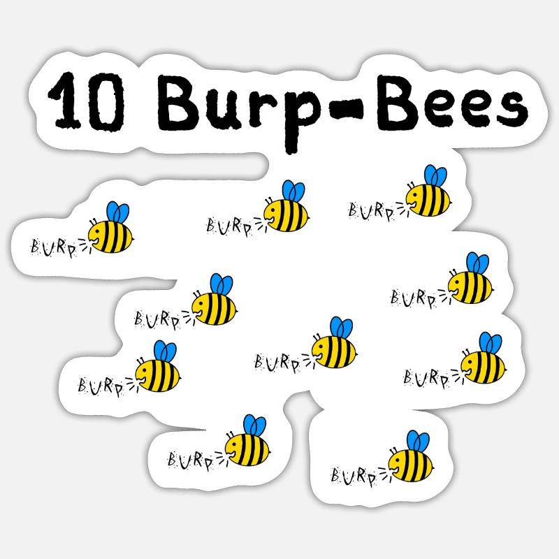 10 Burpees - oder waren es 10 Burp Bees? - Sticker Größe S (10 x 10 cm) - Mattweiß