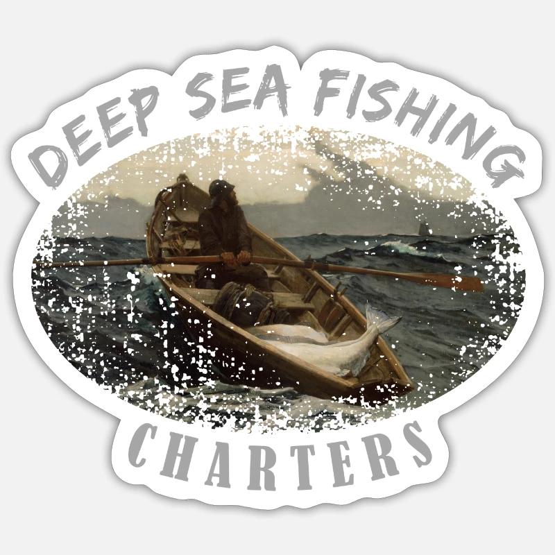 Chartes de pêche en haute mer Sticker taille S (10 x 10 cm)