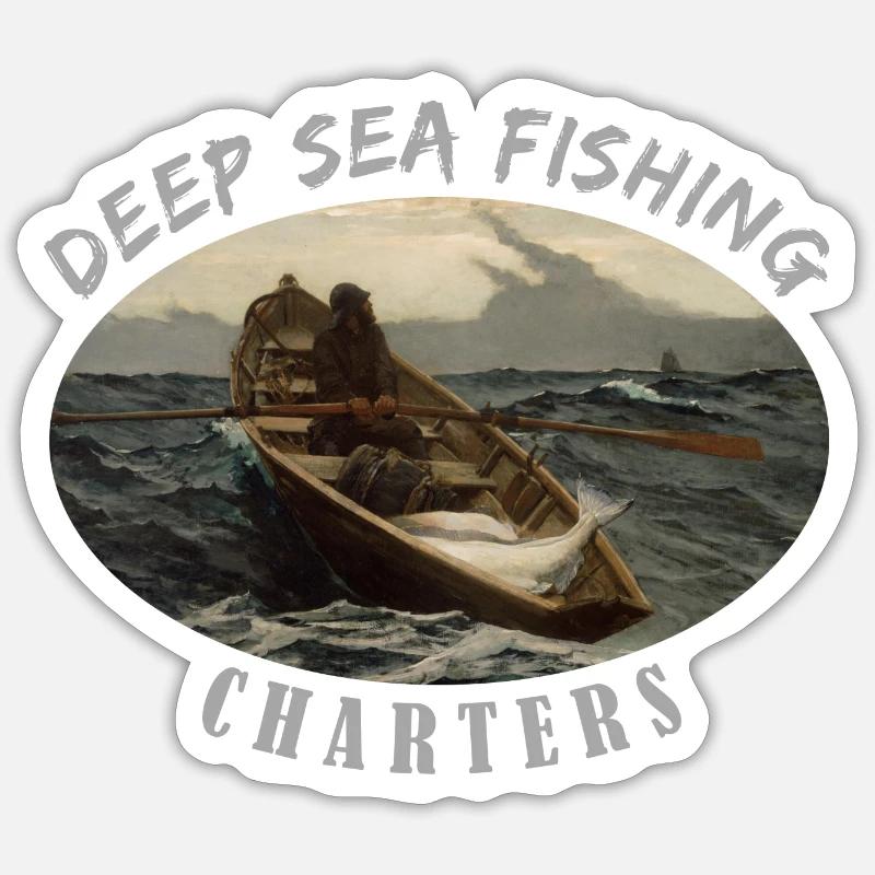 Pêche en haute mer - Sticker taille S (10 x 10 cm) - blanc mat