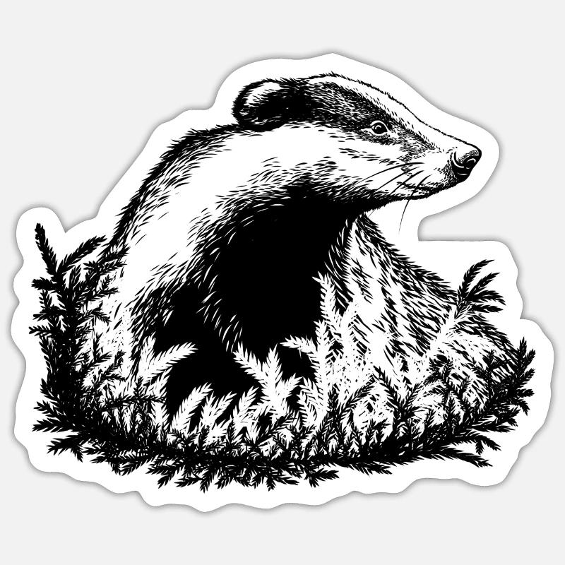 Dachs - Sticker Größe S (10 x 10 cm) - Mattweiß