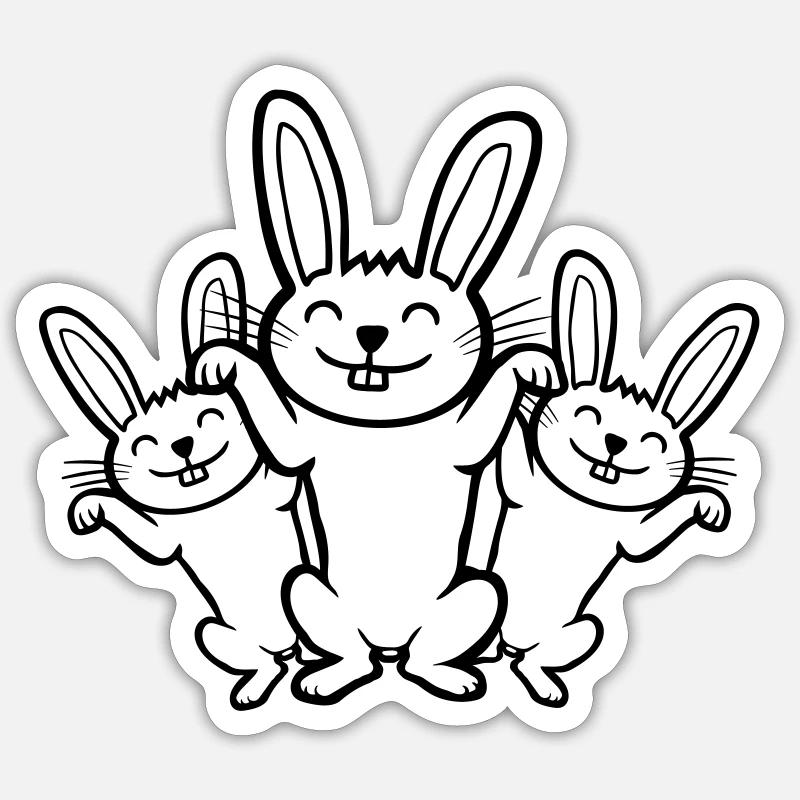 Équipe lapins heureux - Sticker taille S (10 x 10 cm) - blanc mat