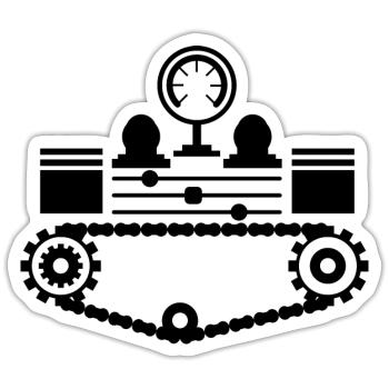 Construction Vehicle - Truck Steamroller - Sticker size S (10 x 10 cm) - white matte - Front