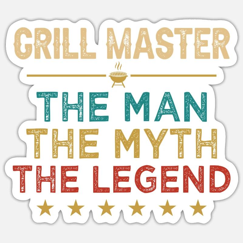 Grillmaster Der Mann Der Mythos Die Legende Grillen - Sticker Größe S (10 x 10 cm) - Mattweiß