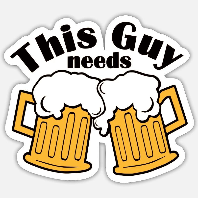 This guy needs a beer - Sticker Größe S (10 x 10 cm) - Mattweiß