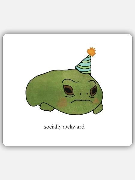 sad party frog - Sticker Größe S (10 x 10 cm) - Mattweiß