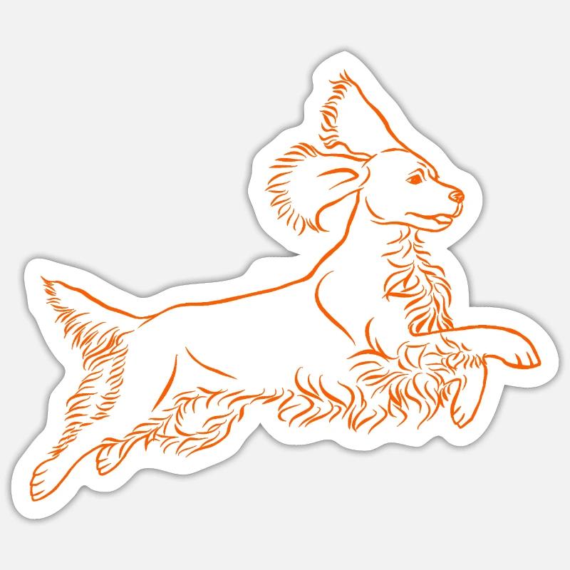 Springer Spaniel in orange - Sticker Größe S (10 x 10 cm) - Mattweiß