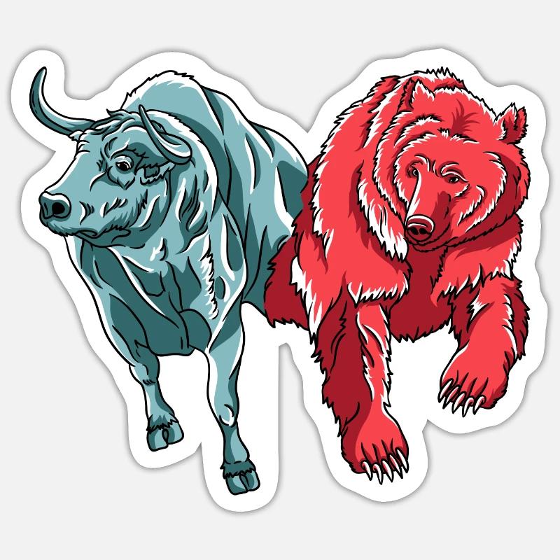 Bull Vs. Bär Krypto Chart Kryptowährung Hodler Sticker Größe S (10 x 10 cm)