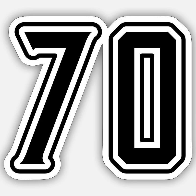 70 Zahl Symbol - Sticker Größe S (10 x 10 cm) - Mattweiß
