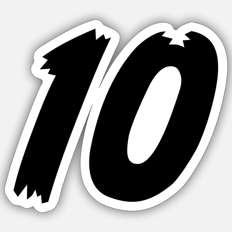 Numéro 10 - Sticker taille S (10 x 10 cm) - blanc mat