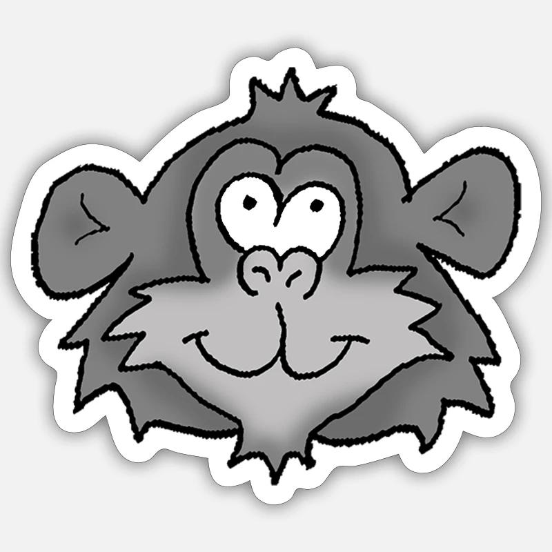 Chimpanse 2 - Sticker Größe S (10 x 10 cm) - Mattweiß