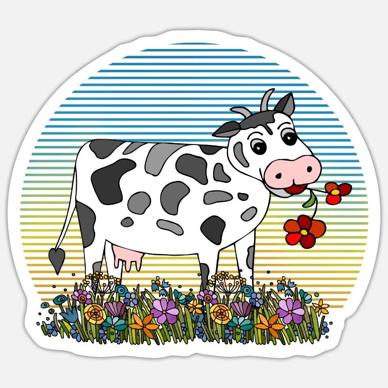 Vache - Sticker taille S (10 x 10 cm) - blanc mat