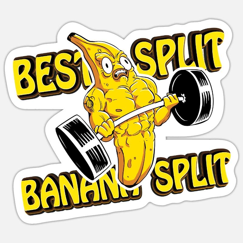 Training Workout Banane Banana Split Gym Geschenk Sticker Größe S (10 x 10 cm)