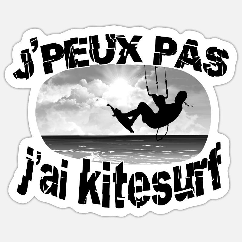 j'peux pas j'ai kitesurf - Sticker taille S (10 x 10 cm) - blanc mat