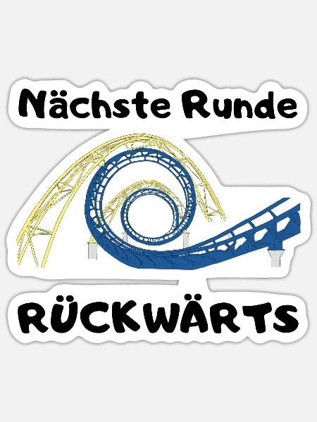 Nächste Runde rückwärts - Sticker Größe S (10 x 10 cm) - Mattweiß
