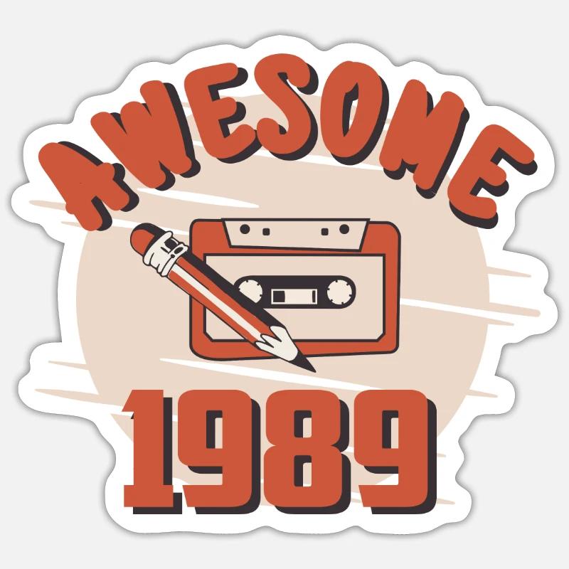 Coole 1989 Retro Tabe - Sticker Größe S (10 x 10 cm) - Mattweiß
