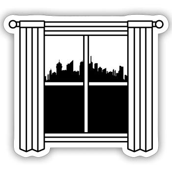 High-Rise Big City Window Curtain - Sticker size S (10 x 10 cm) - white matte - Front