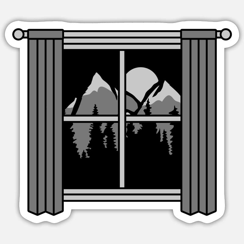 Moon Mountains View Window Sticker size S (10 x 10 cm)