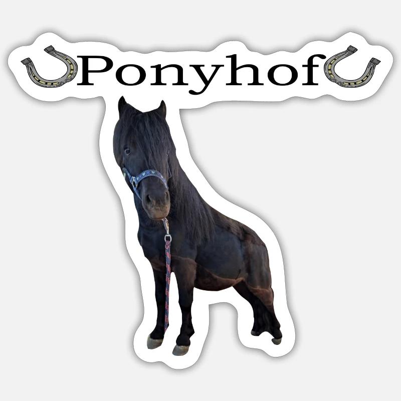 Pony hof mit echtem Pferd - Schwarz Sticker Größe S (10 x 10 cm)