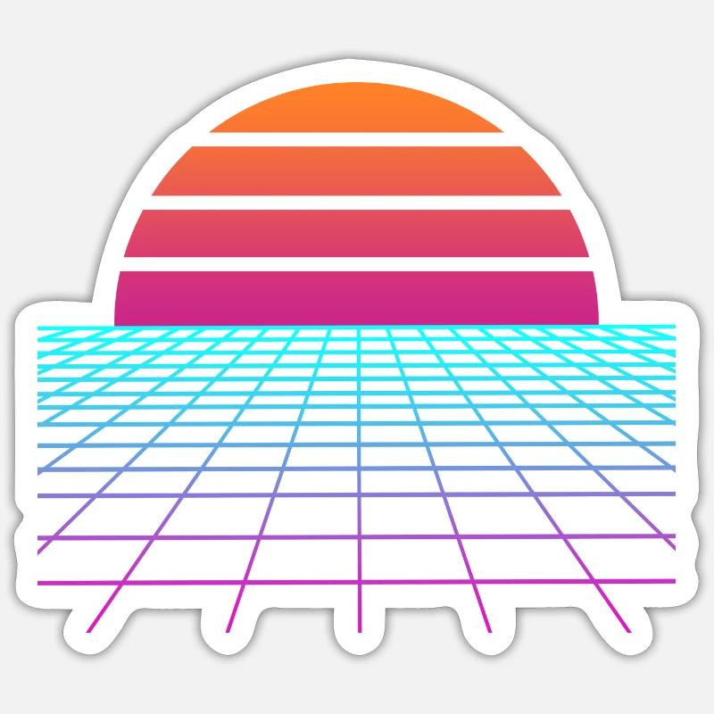 Synthwave Sunset. Maler Gift Sticker Größe S (10 x 10 cm)
