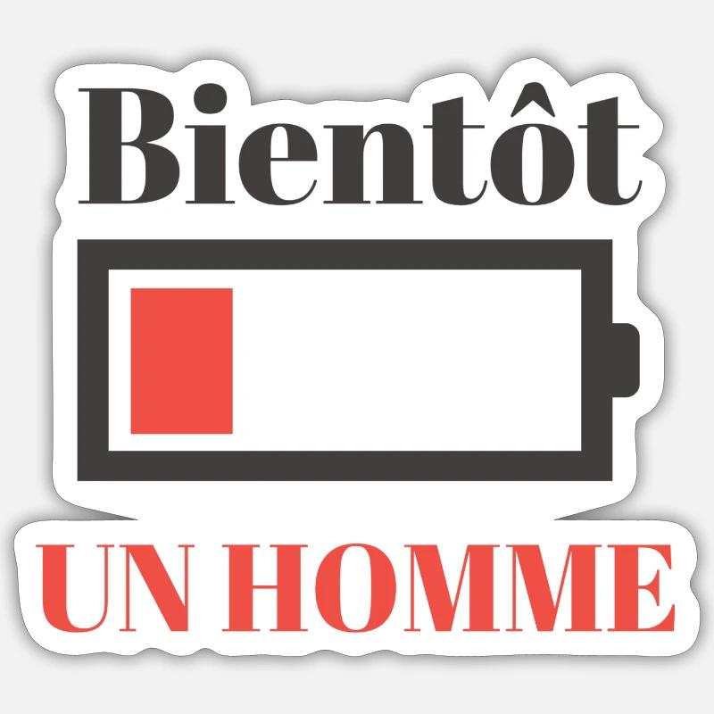 Bientôt un homme - Sticker taille S (10 x 10 cm) - blanc mat
