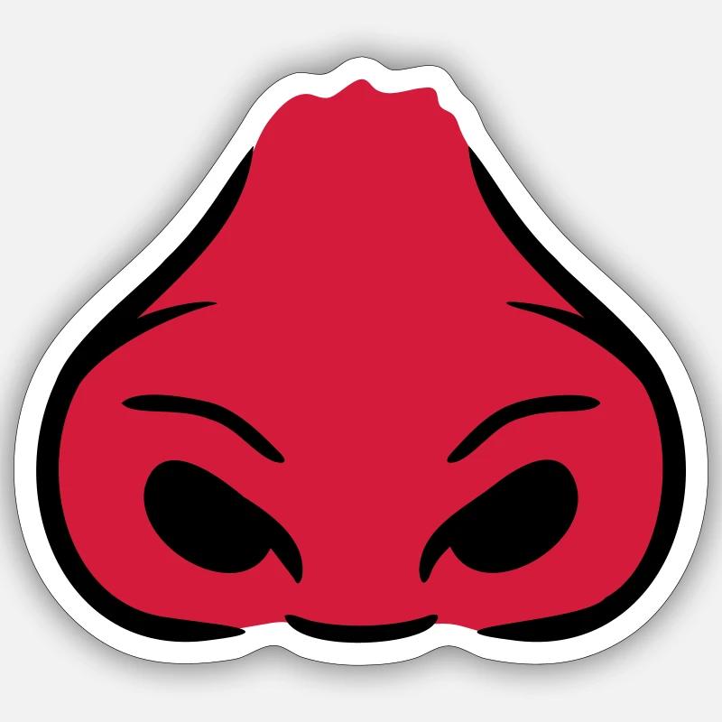 Red large nostrils nose - Sticker size S (10 x 10 cm) - white matte